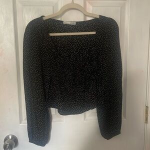 Black and white polkadot shirt long sleeve